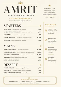 Chef Carte Brève menu template preview