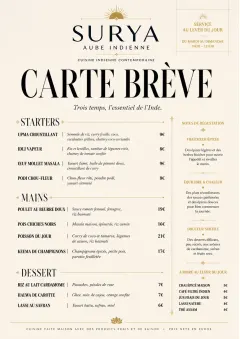 Chef Carte Brève menu template preview