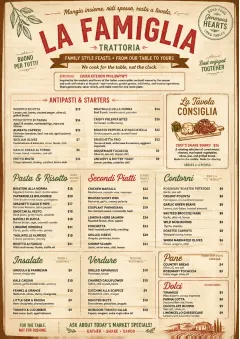 Family Style Feast menu template preview