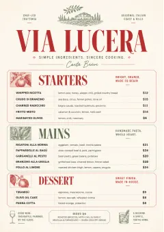 Chef Carte Brève menu template preview