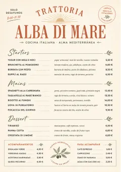 Chef Carte Brève menu template preview