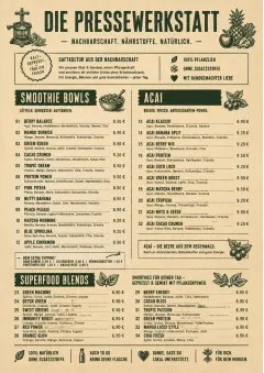 Heritage Taproom menu template preview
