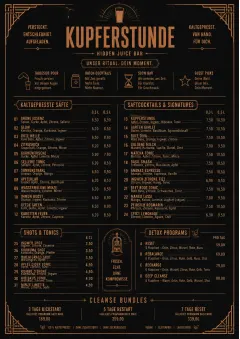 Speakeasy Spirits menu template preview