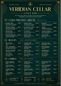 Editorial Cellar menu template preview