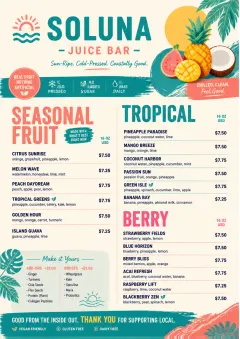 Tropical Refresh menu template preview