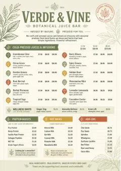 Botanical Infusion menu template preview