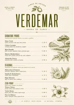 Boutique Pour Card menu template preview