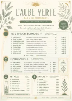 Botanical Infusion menu template preview