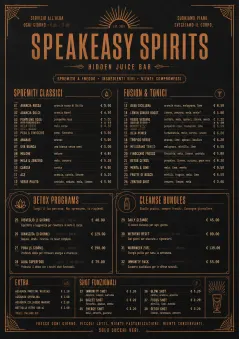 Speakeasy Spirits menu template preview