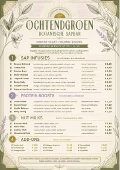 Botanical Infusion menu template preview