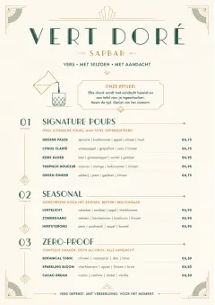 Boutique Pour Card menu template preview