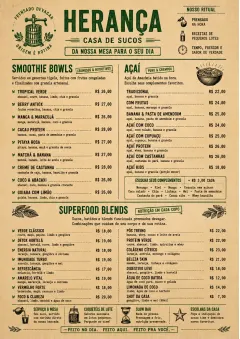 Heritage Taproom menu template preview