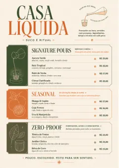 Boutique Pour Card menu template preview