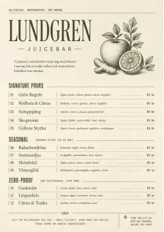 Boutique Pour Card menu template preview