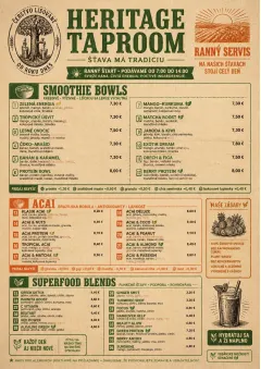 Heritage Taproom menu template preview