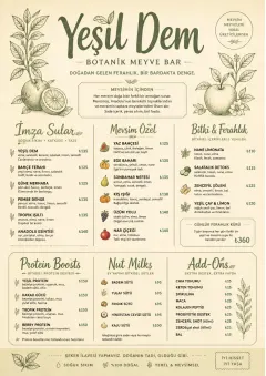 Botanical Infusion menu template preview