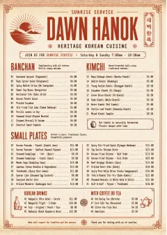 Heritage Tradition menu template preview