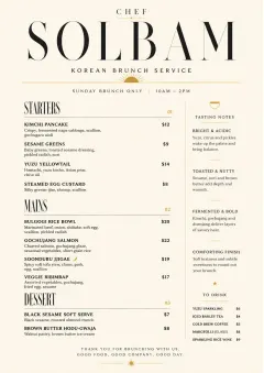 Chef Carte Brève menu template preview
