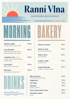 Sunrise Short Carte menu template preview
