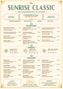 Sunrise Classic menu template preview