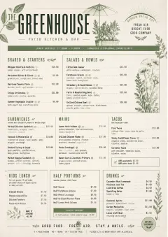 Garden Patio Day menu template preview