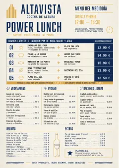 Power Lunch menu template preview