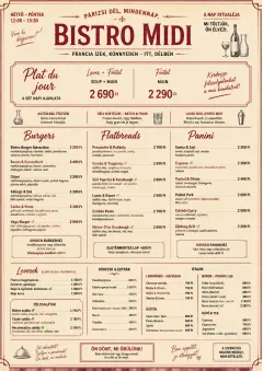 Bistro Midi menu template preview