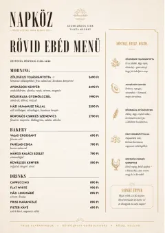 Sunrise Short Carte menu template preview