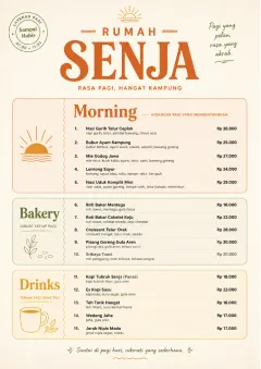 Sunrise Short Carte menu template preview