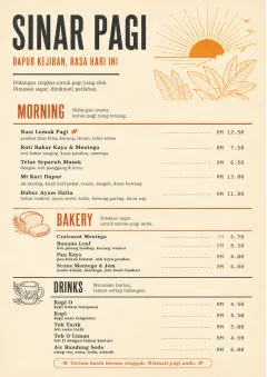 Sunrise Short Carte menu template preview