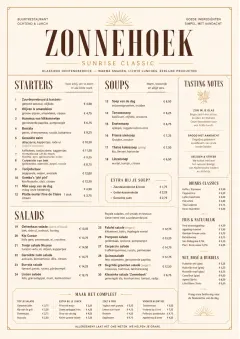 Sunrise Classic menu template preview
