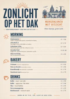 Sunrise Short Carte menu template preview