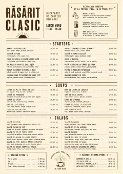 Sunrise Classic menu template preview