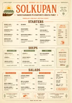 Sunrise Classic menu template preview