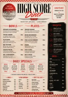 Diner Comfort menu template preview