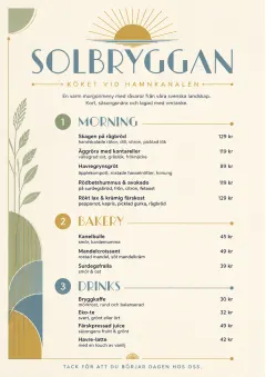 Sunrise Short Carte menu template preview