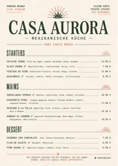 Chef Carte Brève menu template preview