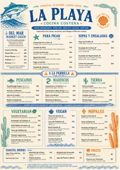 Coastal Regional menu template preview