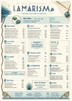Coastal Regional menu template preview