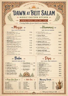 Heritage Tradition menu template preview