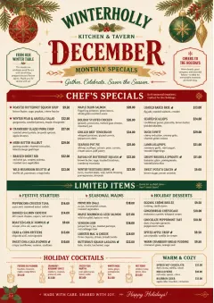 Holiday Festive menu template preview