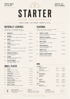 sourdough minimal menu template preview