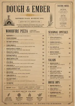 craft artisan menu template preview