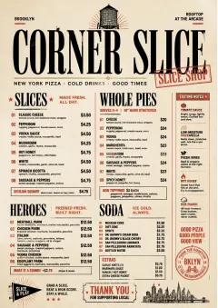 brooklyn slice shop menu template preview