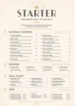 sourdough minimal menu template preview