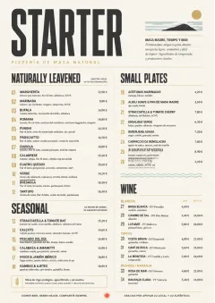 Sourdough Minimal menu template preview
