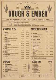 Craft Artisan menu template preview