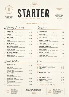 Sourdough Minimal menu template preview