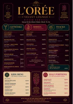 Lounge Velvet menu template preview