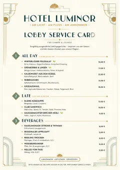 Lobby Service Card menu template preview